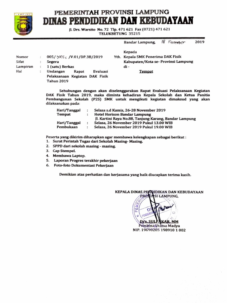 REVISI SURAT UNDANGAN RAPAT EVALUASI | PDF