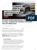 PJ Anula Multa Impuesta Por Municipalidad de Lima - Techado de Calamina