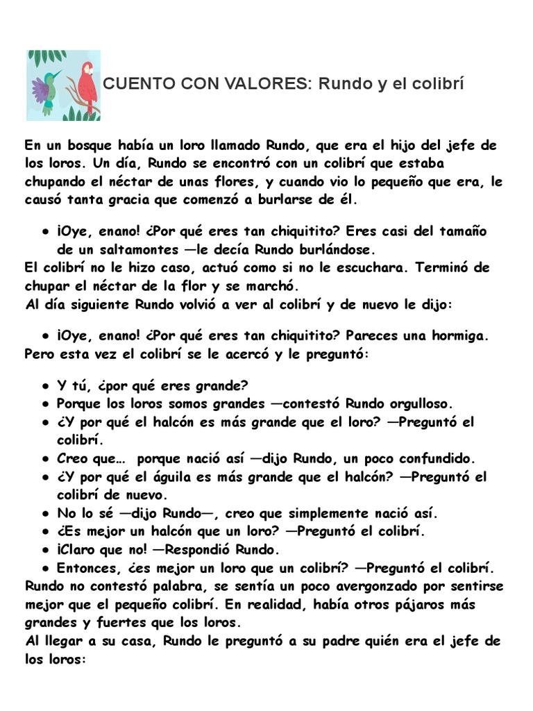 Rundo y El Colibrí. EL RESPETO Y LA IGUALDAD | PDF