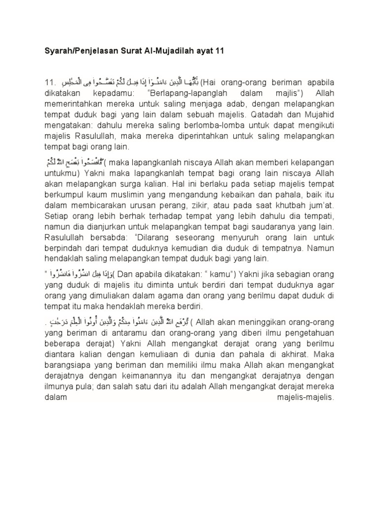 surat al mujadilah ayat 11 artinya