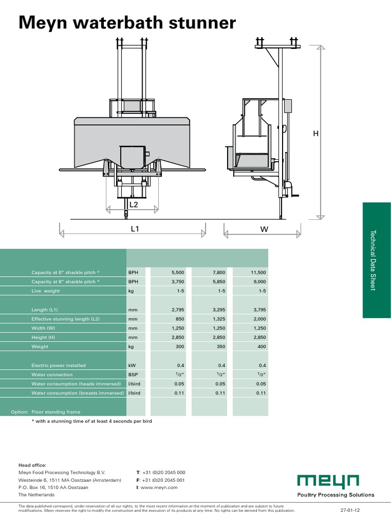 Meyn Waterbath Stunner Specifications | PDF