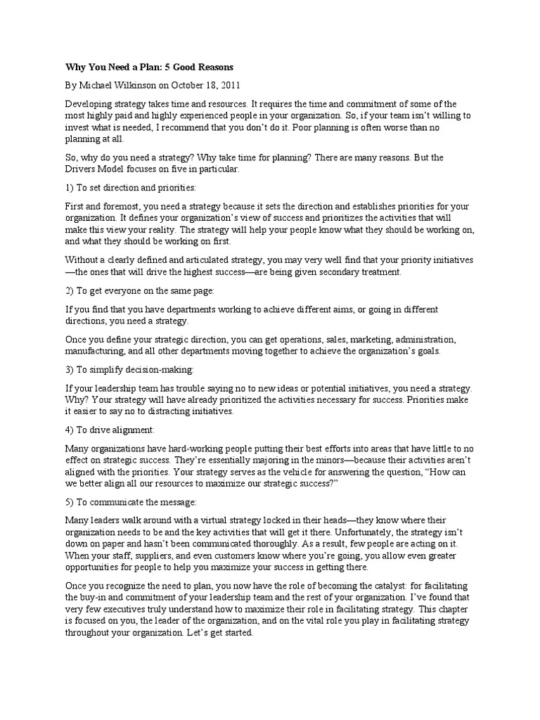 Why You Need A Plan | PDF