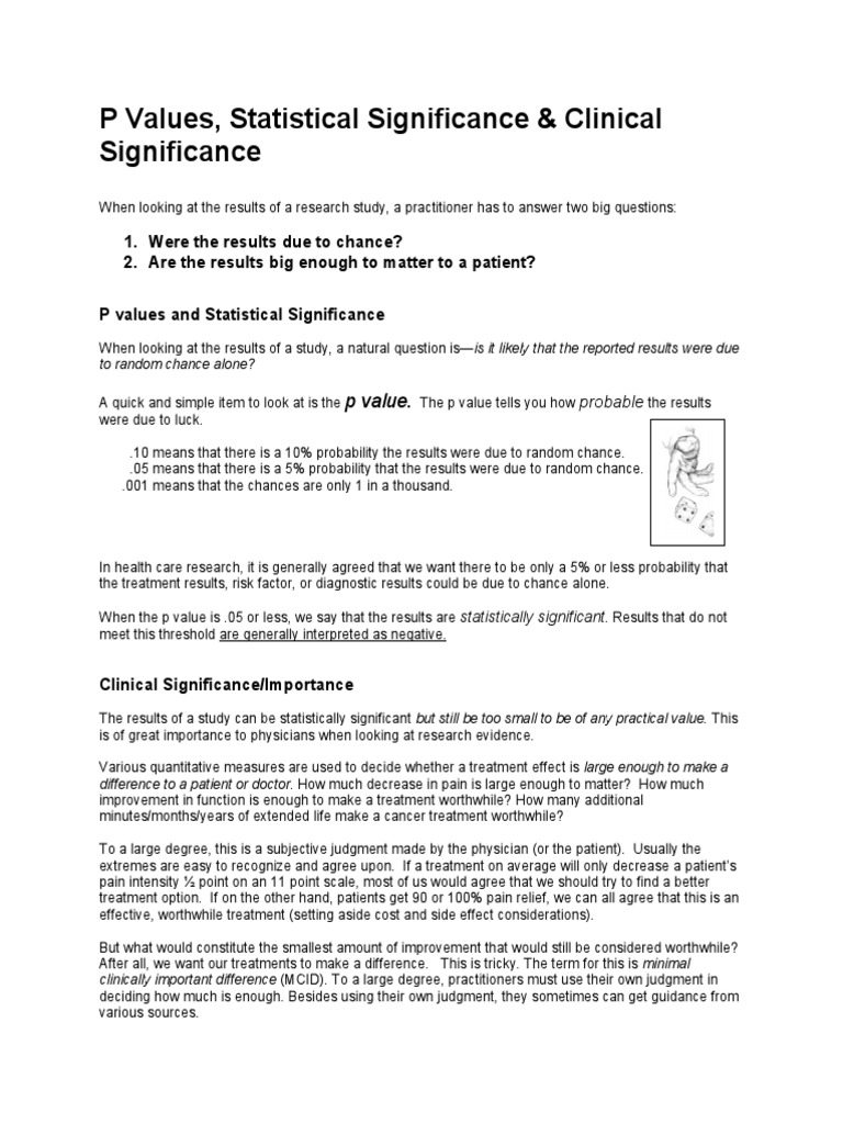 P Values, Statistical Significance & Clinical Significance | PDF
