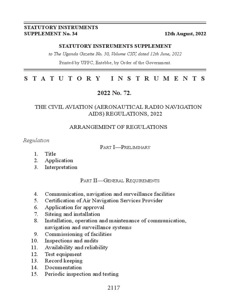 Radio Navigation Aids Regulations 2022 | PDF