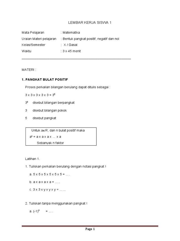 Bentuk Pangkat | PDF