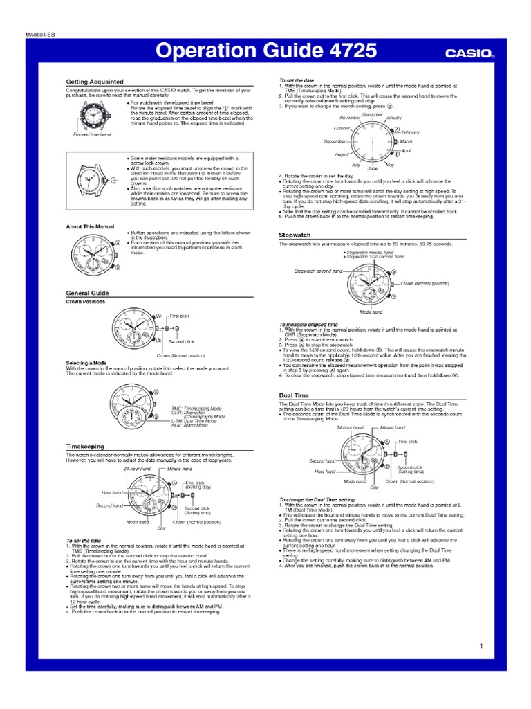 Casio 4725 Users Manual QW | PDF