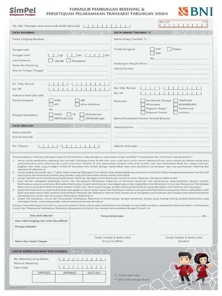 Aplikasi SIMPEL BNI (Kertas F4 Di Print HITAM PUTIH 1 Rangkap) | PDF
