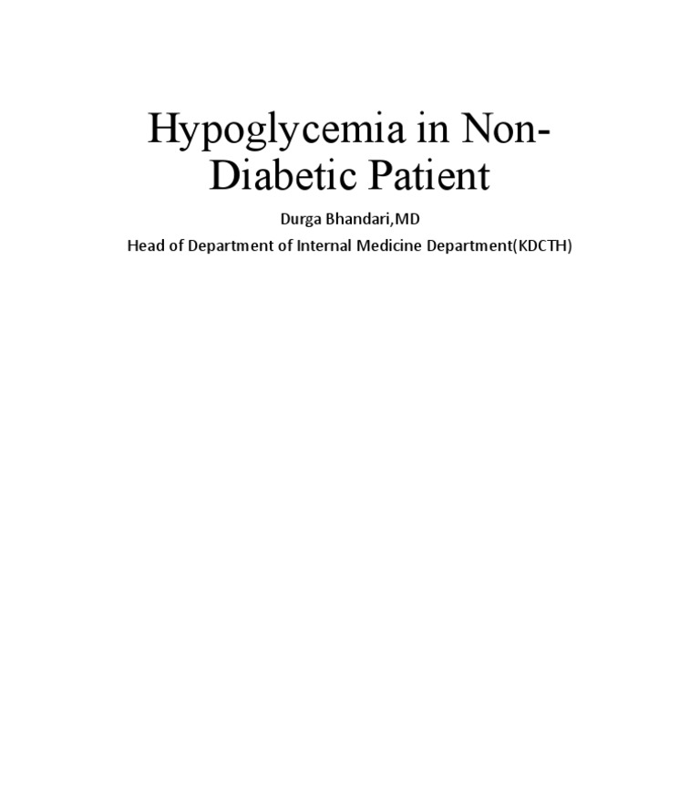 Hypoglycemia in NonDiabetic Patient PDF