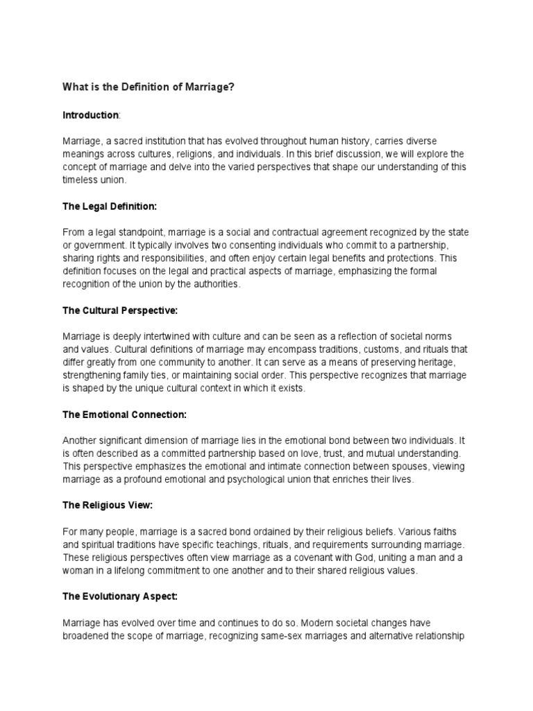 What Is Your Definition of Marriage | PDF