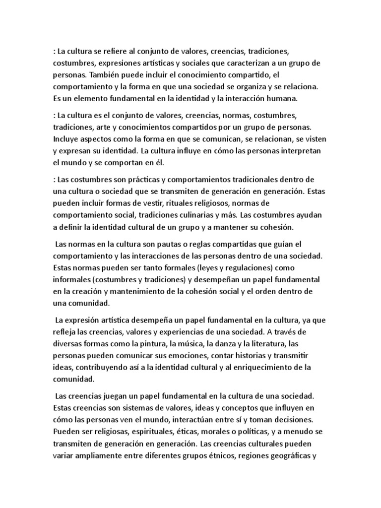 La Cultura Se Refiere Al Conjunto de Valores | PDF | Tradiciones | Sociedad
