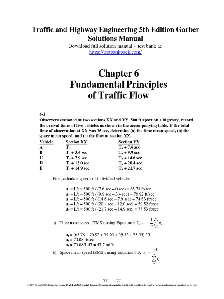 Traffic and Highway Engineering 5th Edition Garber Solutions Manual