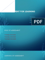 Assessment For Learning: Submitted By, Helan M Augustin 1090822BD041 Department of English