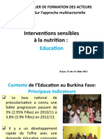 Interventions Sensibles À La Nutrition - Education
