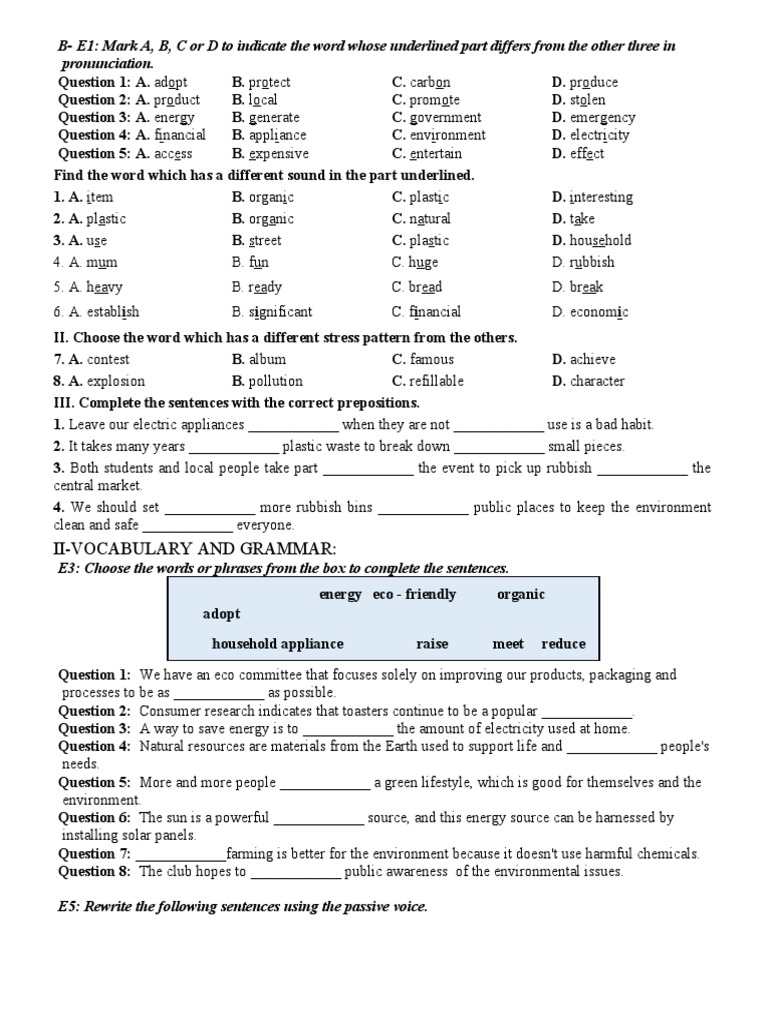 Choose The Best Option A B C Or D To Complete The Sentences