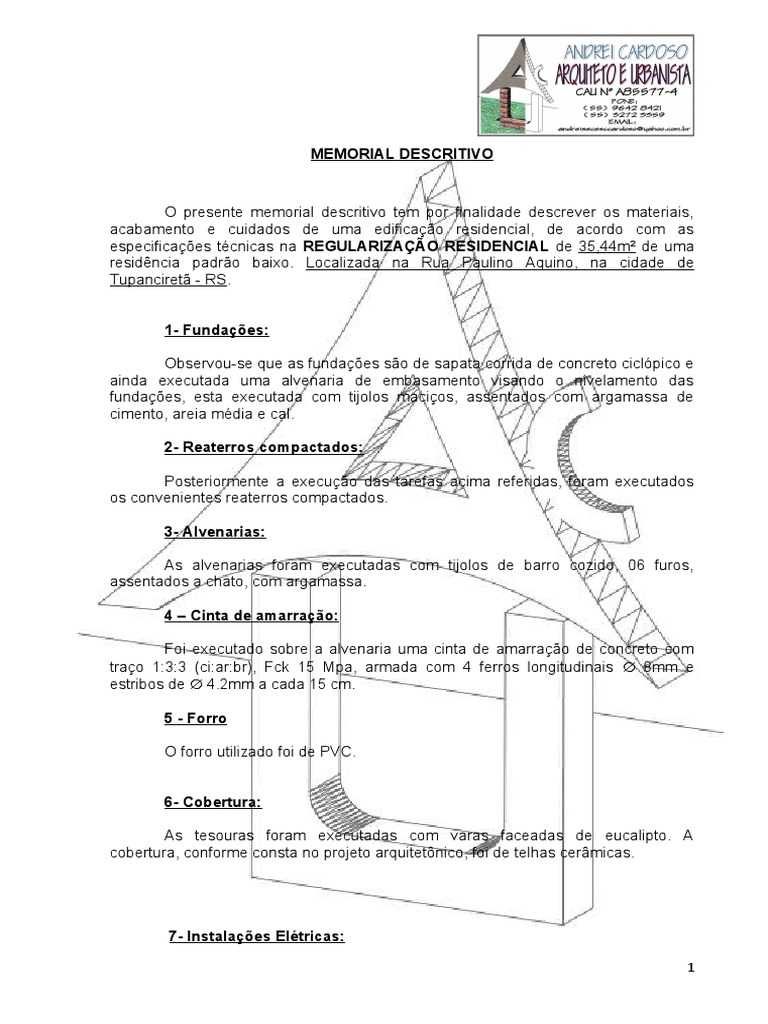 Memorial Descritivo Regularização | PDF