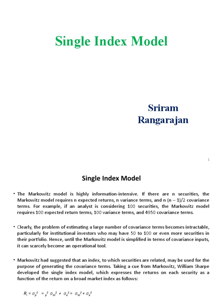 Understanding the Single Index Model | PDF | Teaching Methods & Materials