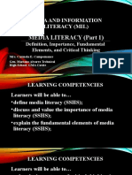 NLC MIL 5 Media Literacy Part 1 Definition Importance Fundamental Elements and Critical Thinking 1 1