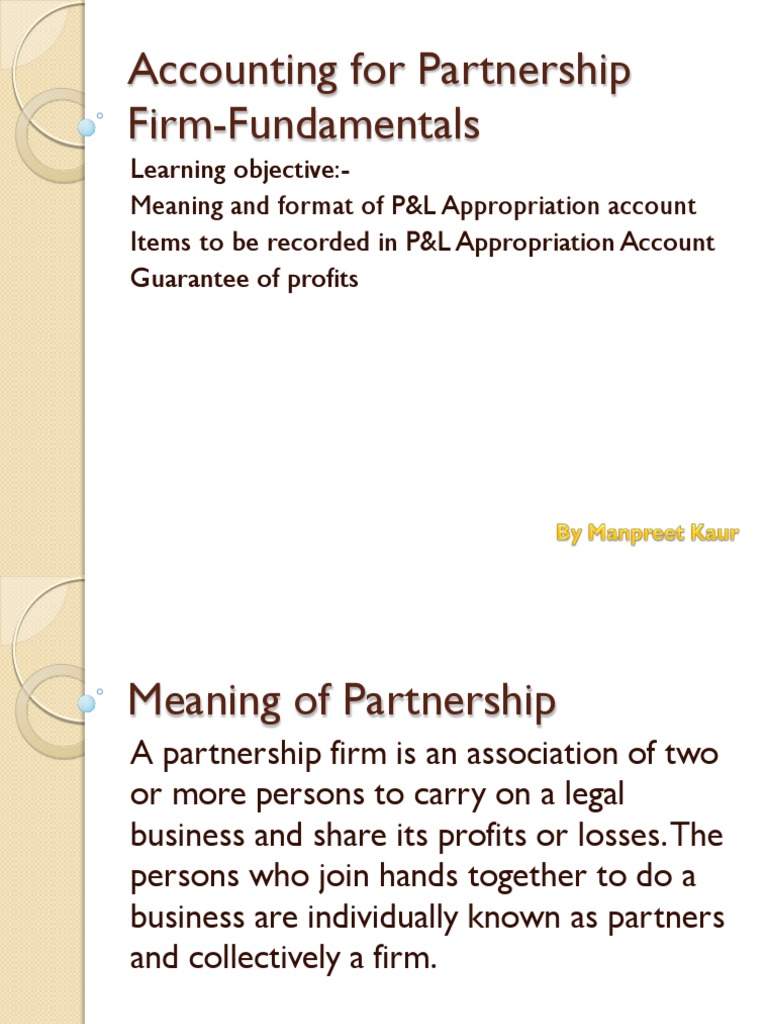 Accounting For Partnership FirmFundamentals PDF Interest Partnership