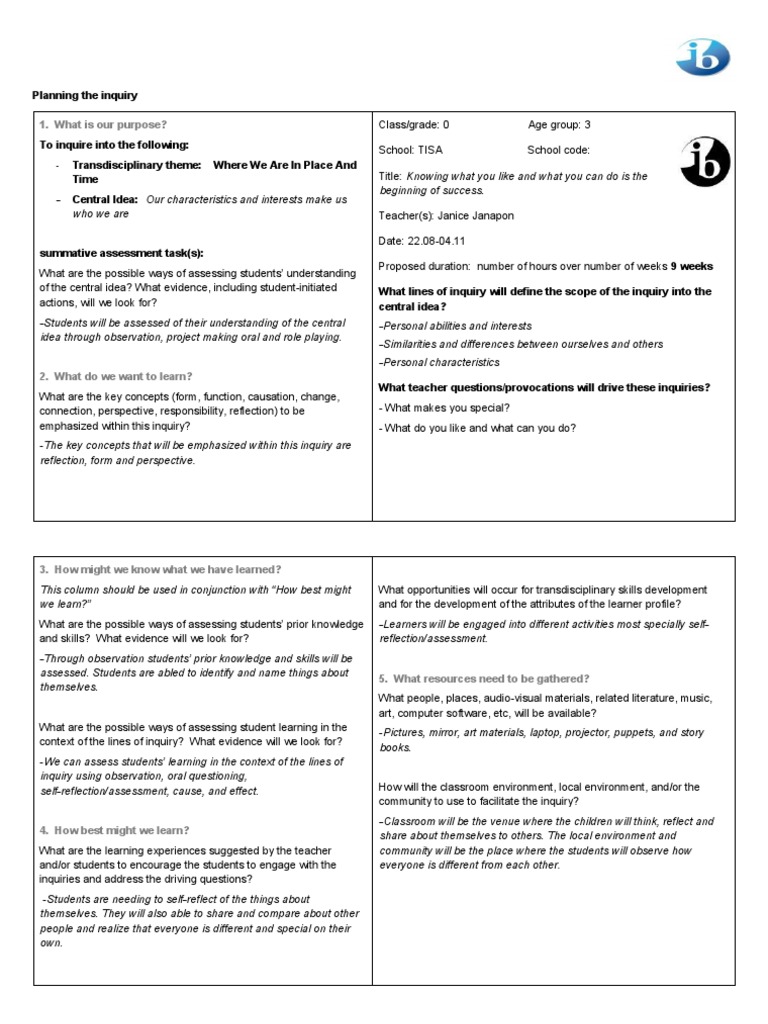 Who we are grade 0 download free pdf educational assessment inquiry