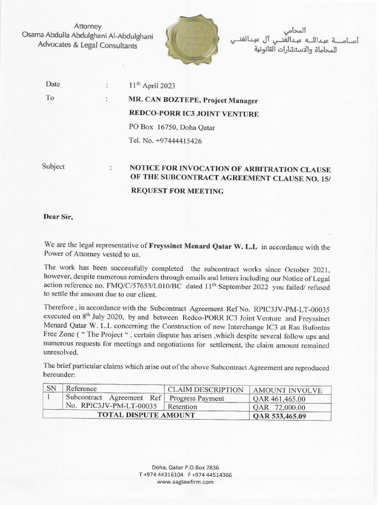 notice-of-invocation-of-arbitration-clause-under-the-sca-pdf