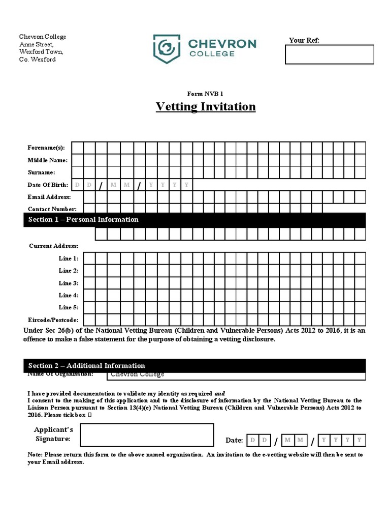 EVetting Application Invitation NVB1 | PDF