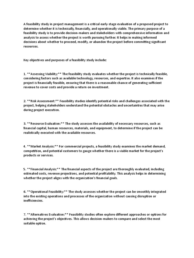 Project Management Feasibility Study Guide | PDF | Feasibility Study ...