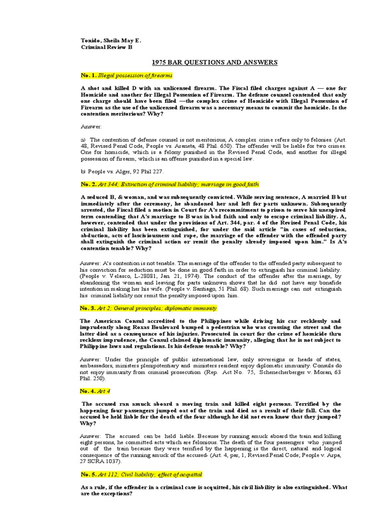 19751977 Bar Qs & As Download Free PDF Theft Statute Of Limitations