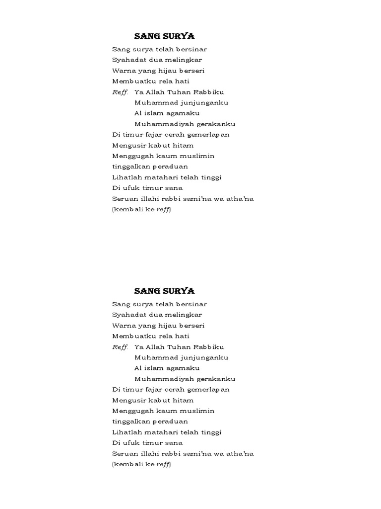 Lirik Lagu Sang Surya yang Menginspirasi dan Penuh Makna