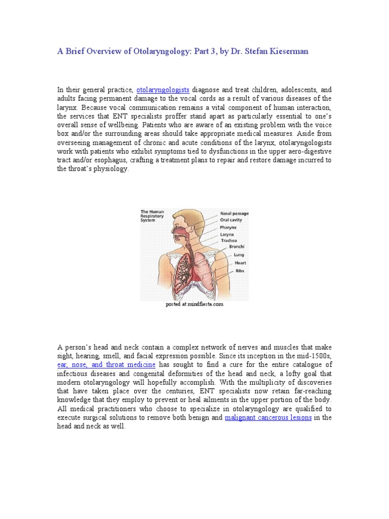 A Brief Overview of Otolaryngology | PDF