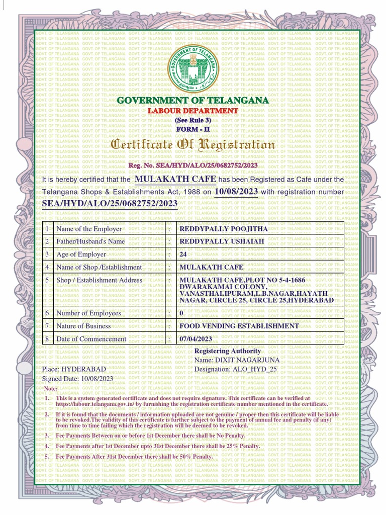 Mulakath cafe labour licence download free pdf government justice