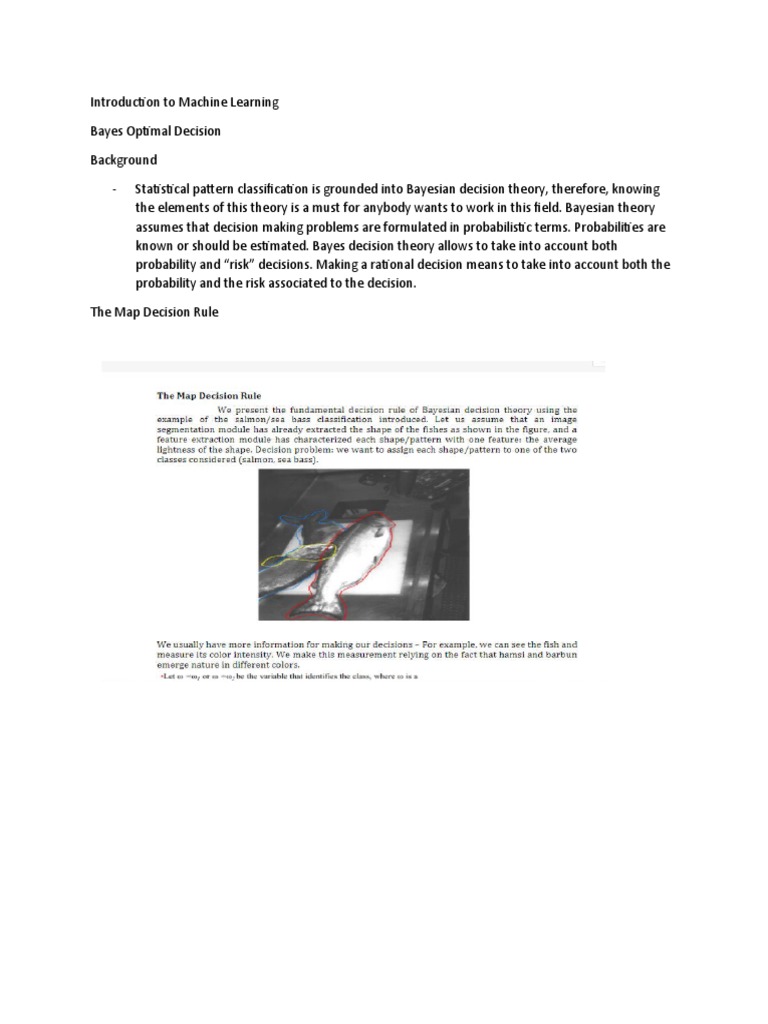 Introduction To Machine Learning Bayes Optimal Decision Pdf