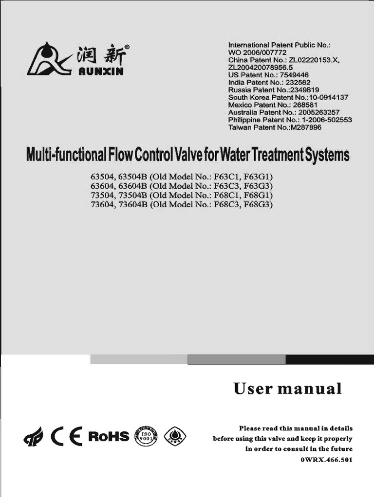 Runxin Ablandador Automatico F63B3 (1inch) | PDF