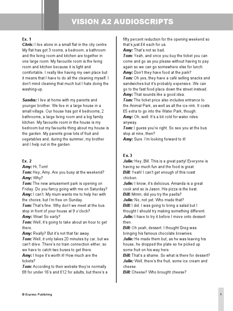 VISION A2 Audioscripts | PDF