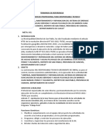 TERMINOS DE REFERENCIA DEL RESPONSABLE TECNICO TRABAJA PERU - Requisitos Previos