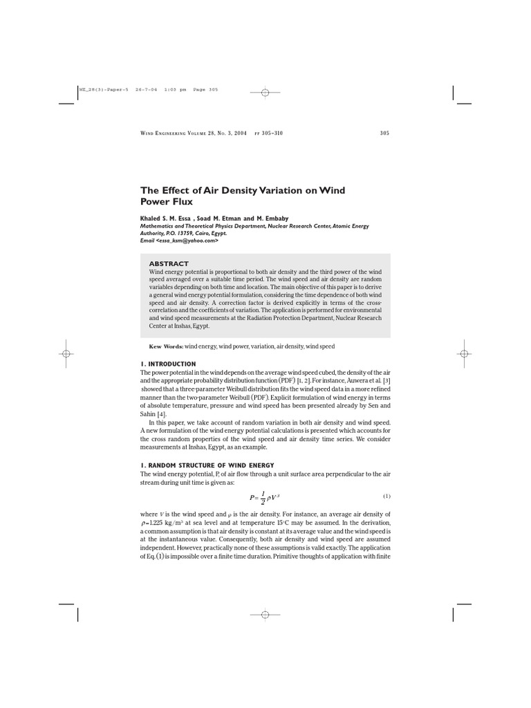 Air density variation wind power pdf