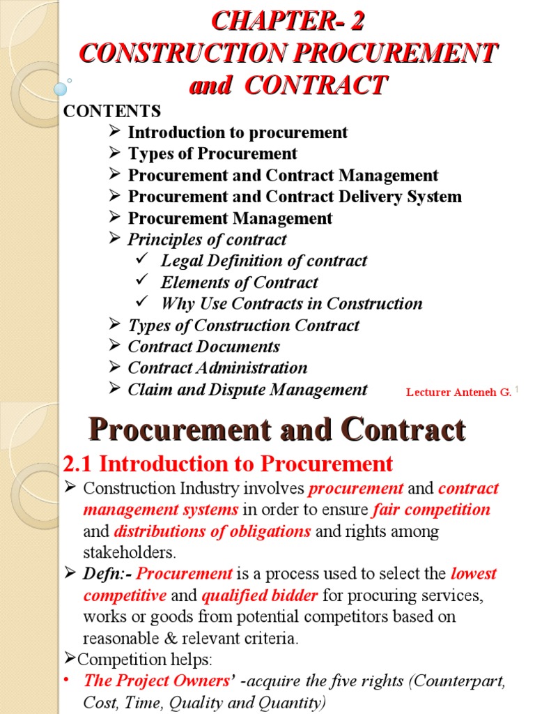 Chapter 2 Procurment & Contracr Final | PDF | Finance & Money Management