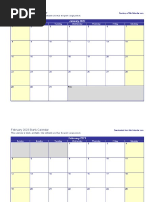 2023 Monthly Calendar