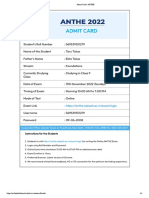 Admit Card - ANTHE