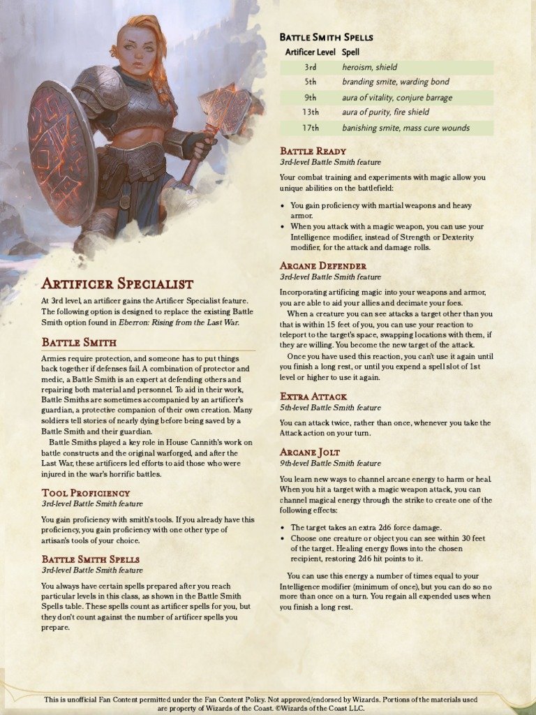 Battle Smith Artificer Guide | PDF