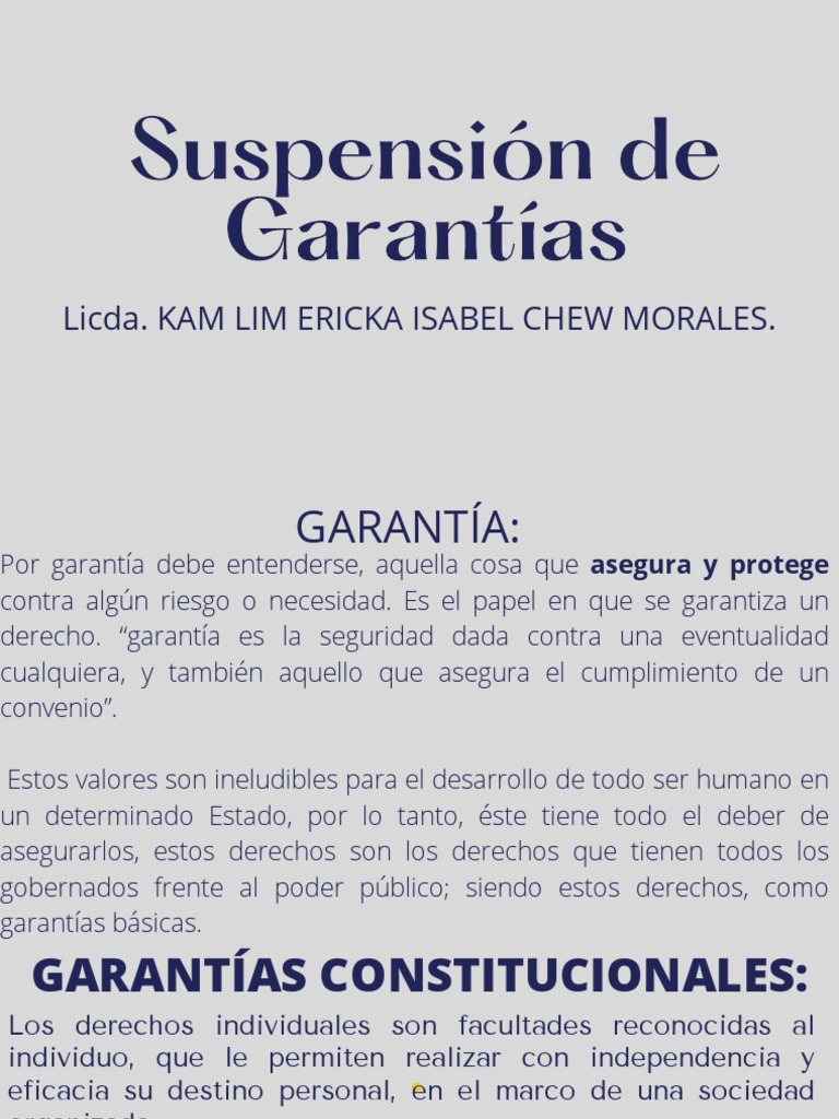 Suspensión de Garantías Constitucionales | PDF | Derecho Constitucional ...