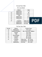 Personal Time Table LAZAR
