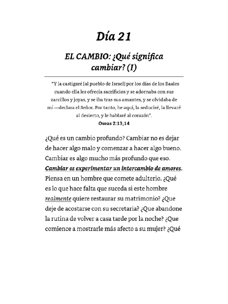 Dia 21 EL CAMBIOQue Significa Cambiar I PDF
