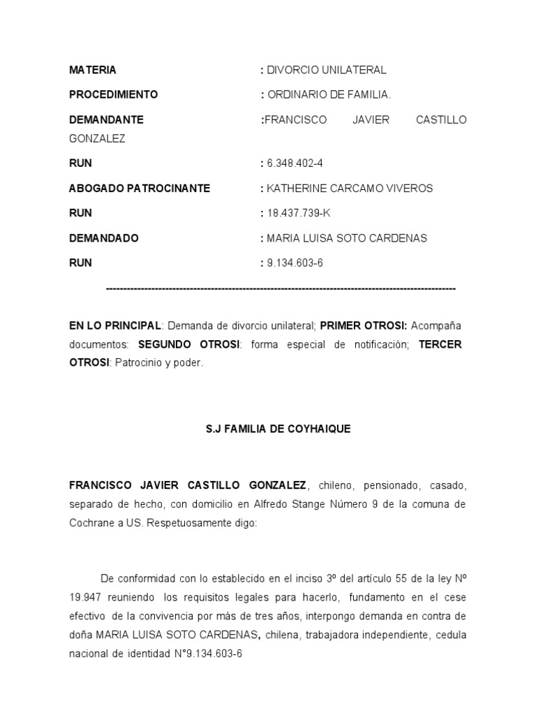 Divorcio Unilateral Pdf Divorcio Matrimonio