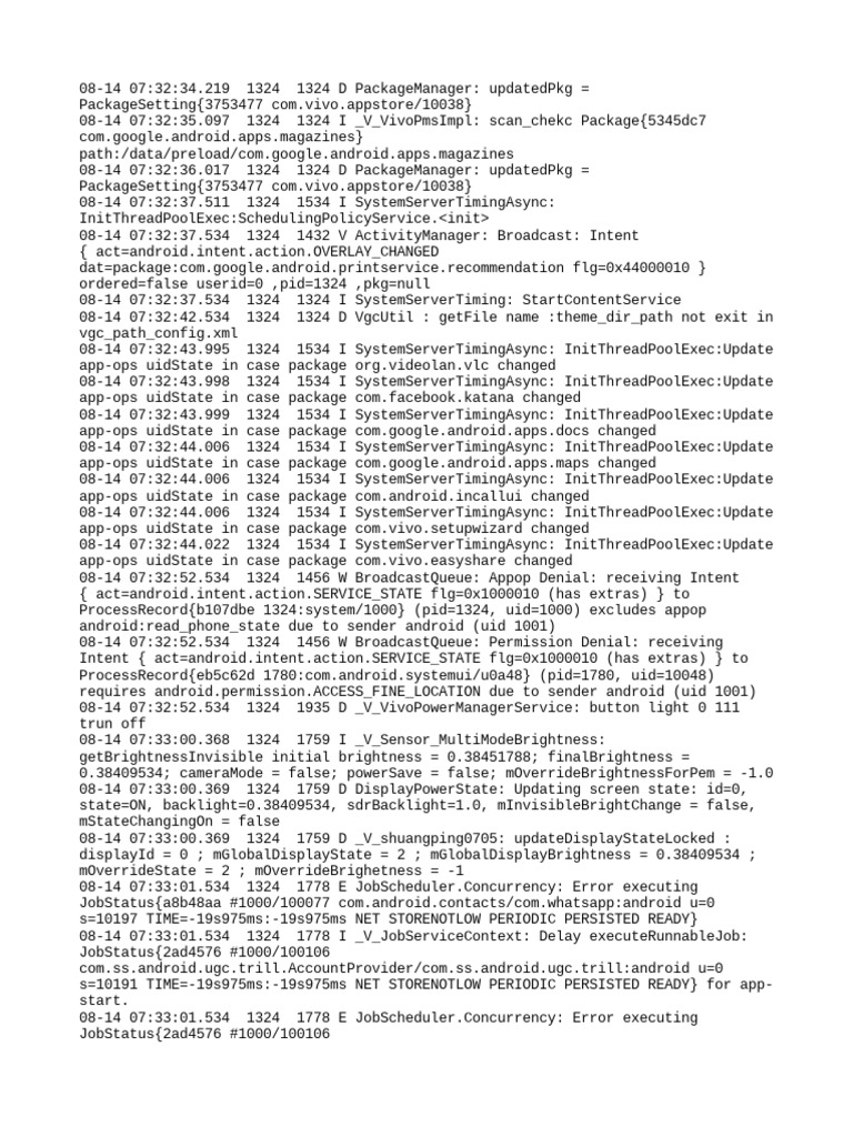 Vivo PackageManager Log Analysis | PDF | Android (Operating System ...