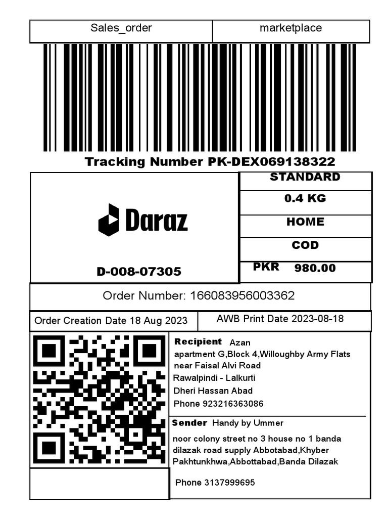 PK-Dex Order Tracking Information | PDF