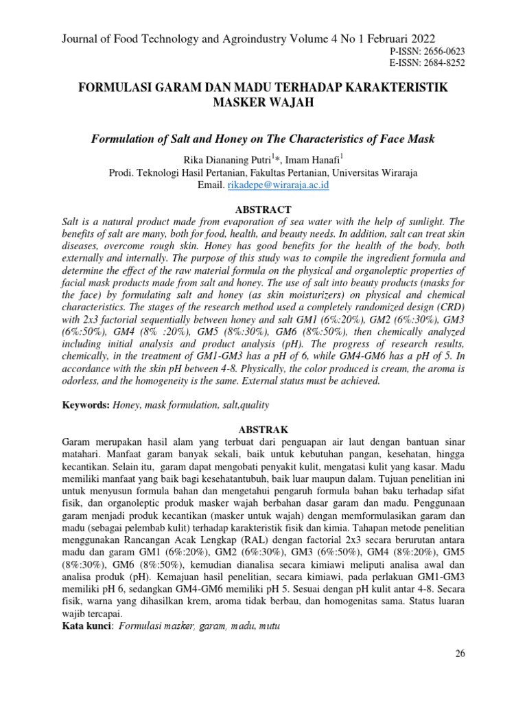 Salt and Honey Face Mask Formulation | PDF | Science & Mathematics