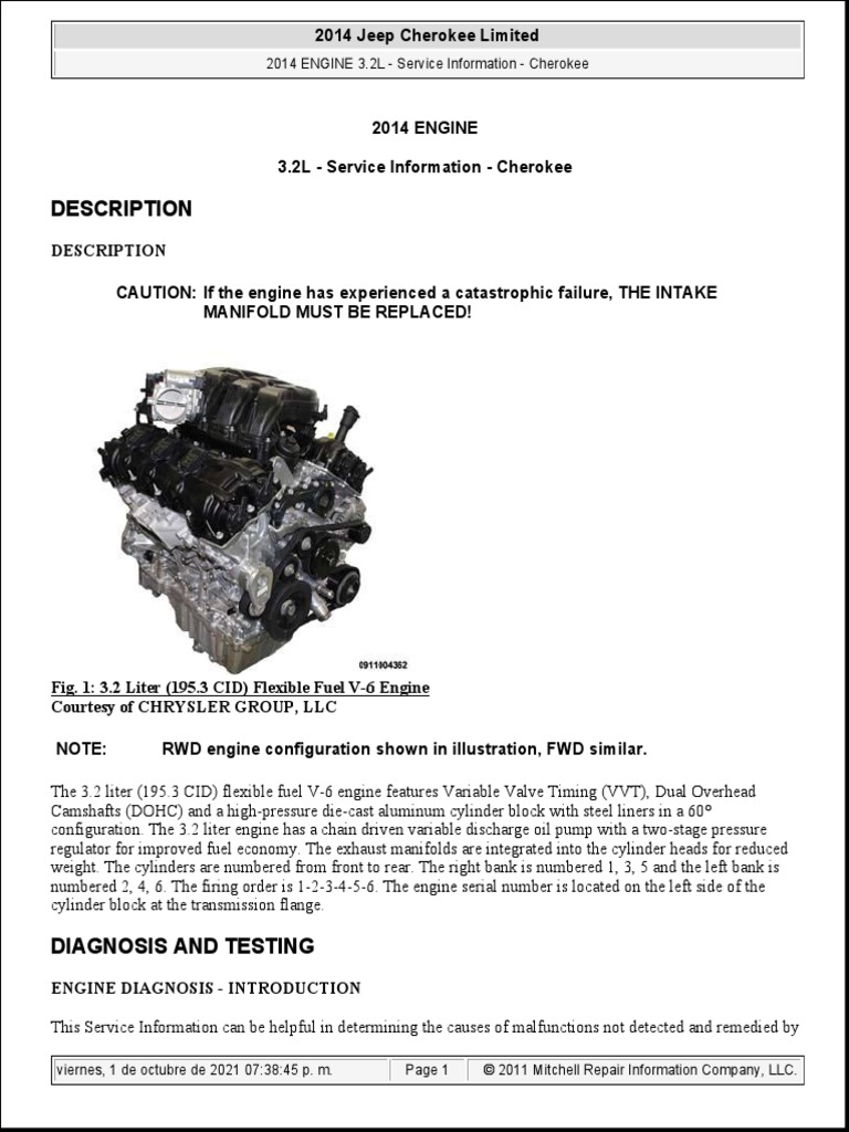 2014 ENGINE 3.2L - Service Information - Cherokee | PDF