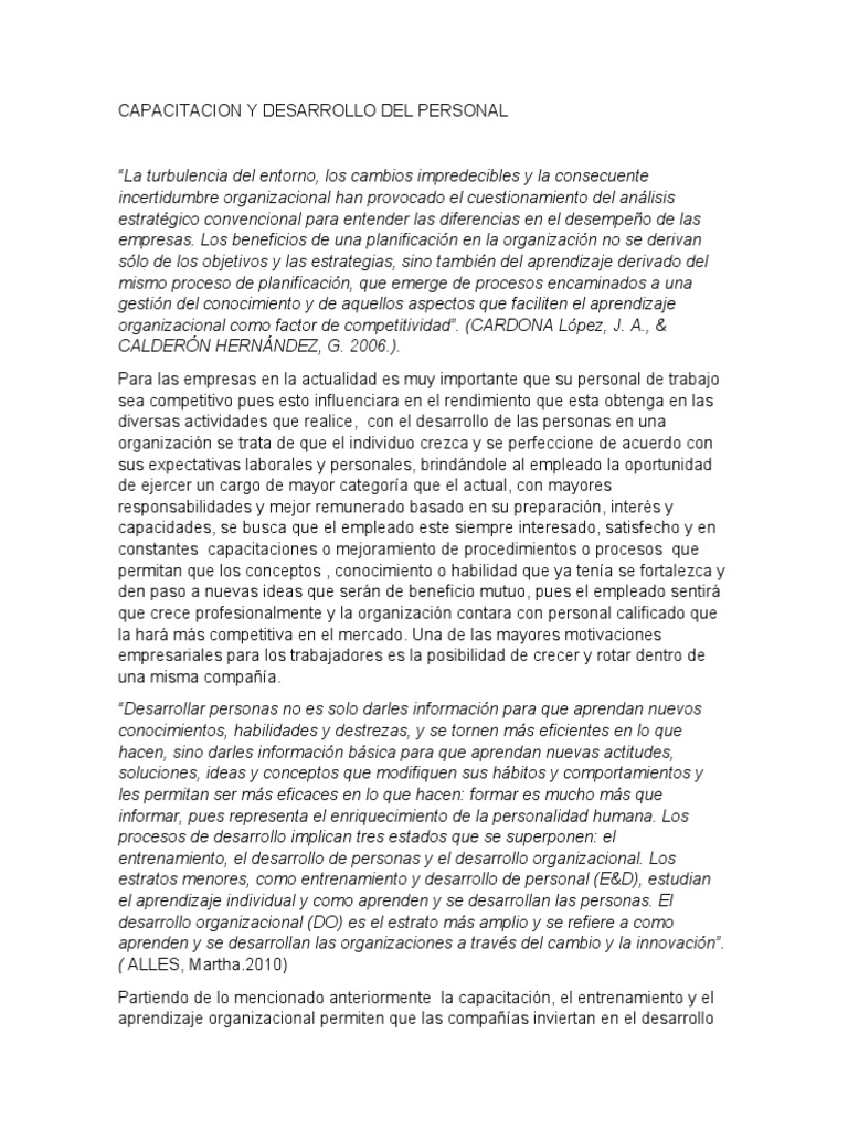 Capacitacion y Desarrollo Del Personal | PDF