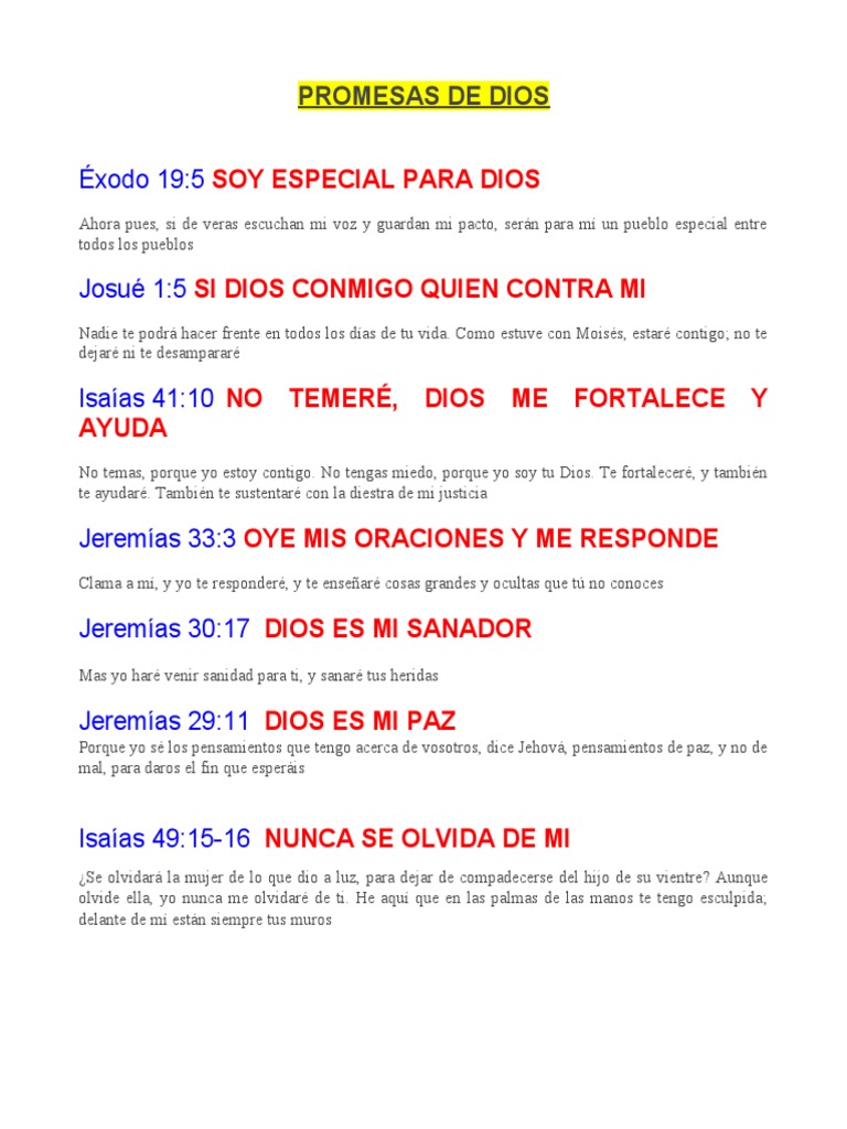 Promesas de Dios en la Biblia | PDF