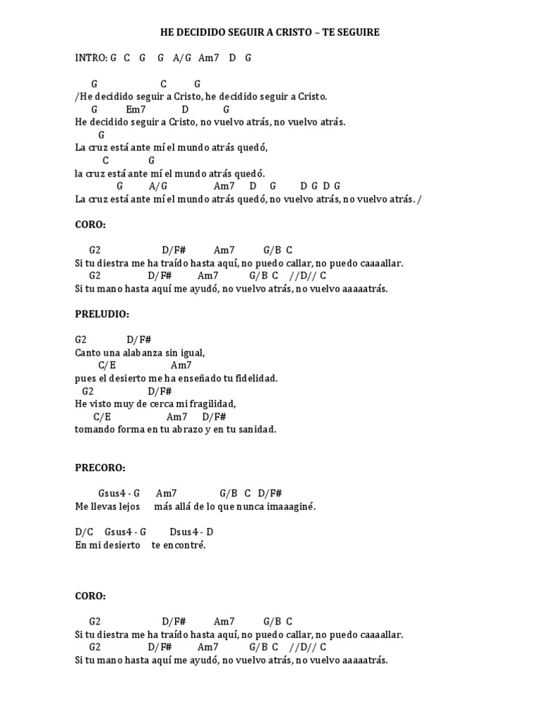 He Decidido Seguir a Cristo: Letra y Acordes | PDF